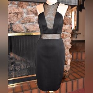 Terani Couture Black Mesh Backless Dress